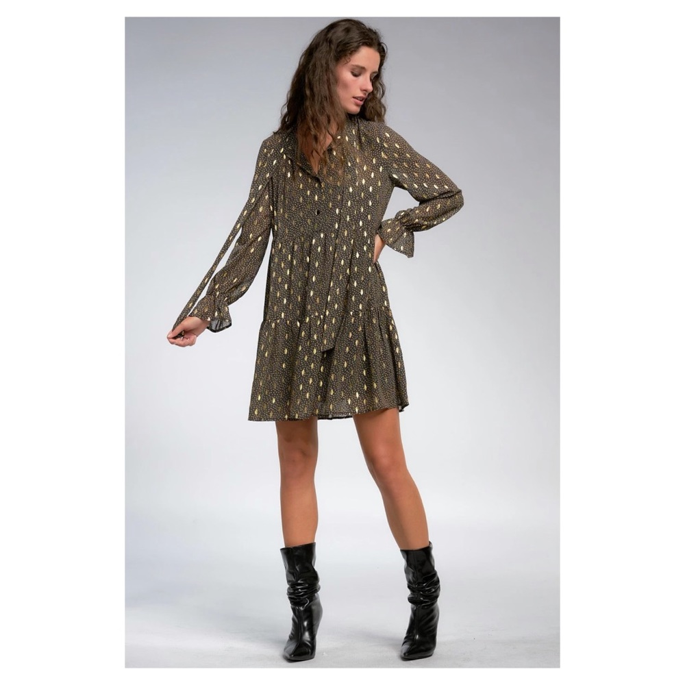 Elan Metallic Ruffle Fleck Dress - Picture 1 of 4
